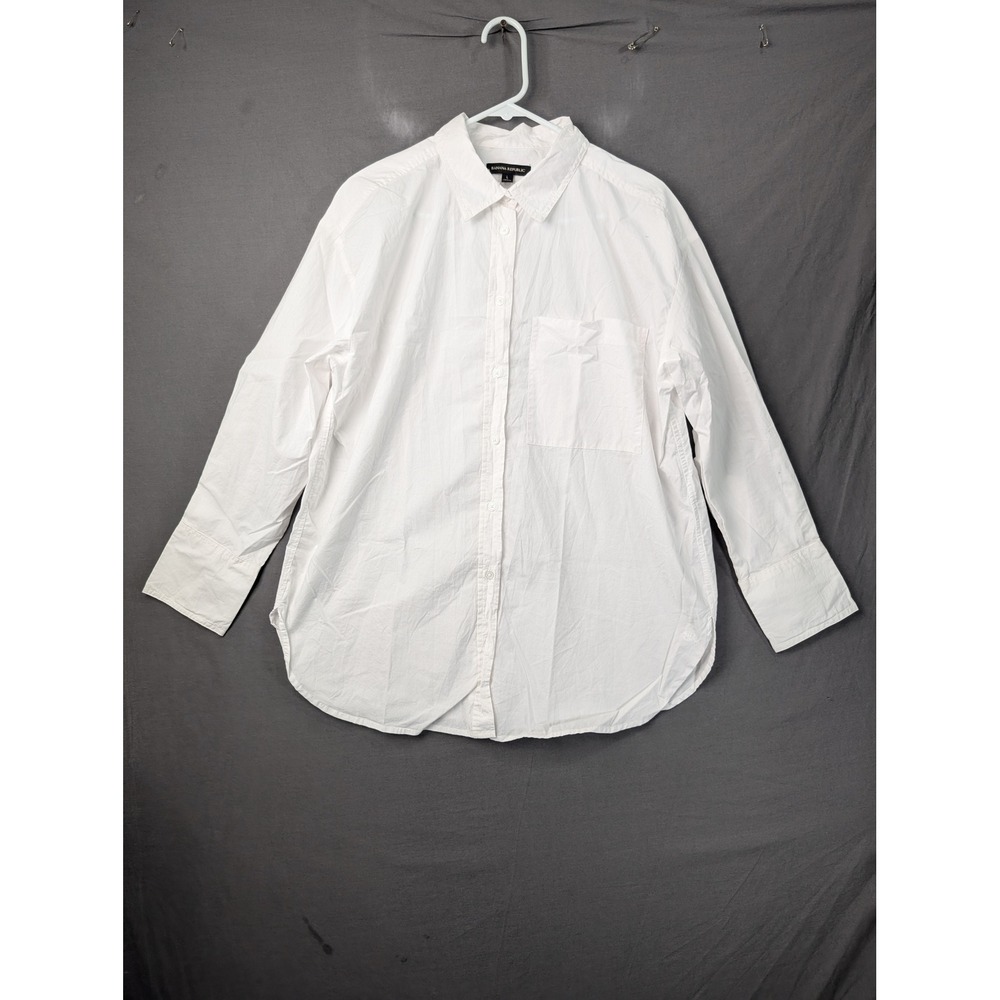 Banana Republic Womens White Button Down Shirt Long Sleeve Cotton Poplin Large